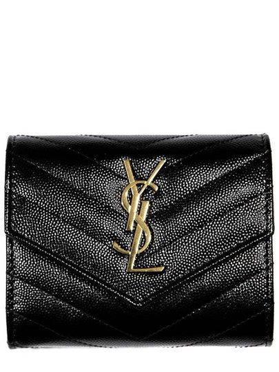 Matelasse Monogram Quilting Flap Half Wallet Black - SAINT LAURENT - BALAAN 2