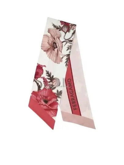 Poppies Print Silk Scarf Pink - SALVATORE FERRAGAMO - BALAAN 2