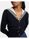 Stripe Edge Cashmere Cardigan Navy - MIU MIU - BALAAN 4