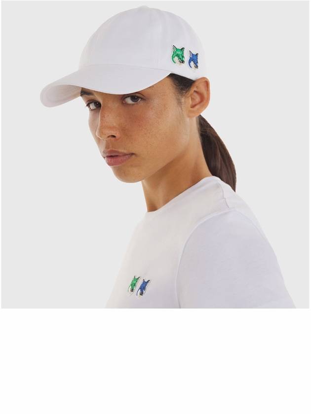 Double Fox Head Patch Ball Cap White - MAISON KITSUNE - BALAAN 4