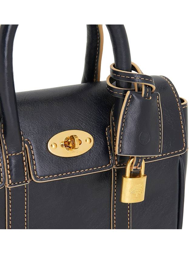 Contrast Raw Edge Mini Bayswater Tote Bag Dark Navy - MULBERRY - BALAAN 8