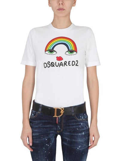 Women's Rainbow Lenny Short Sleeve T-Shirt White - DSQUARED2 - BALAAN 2