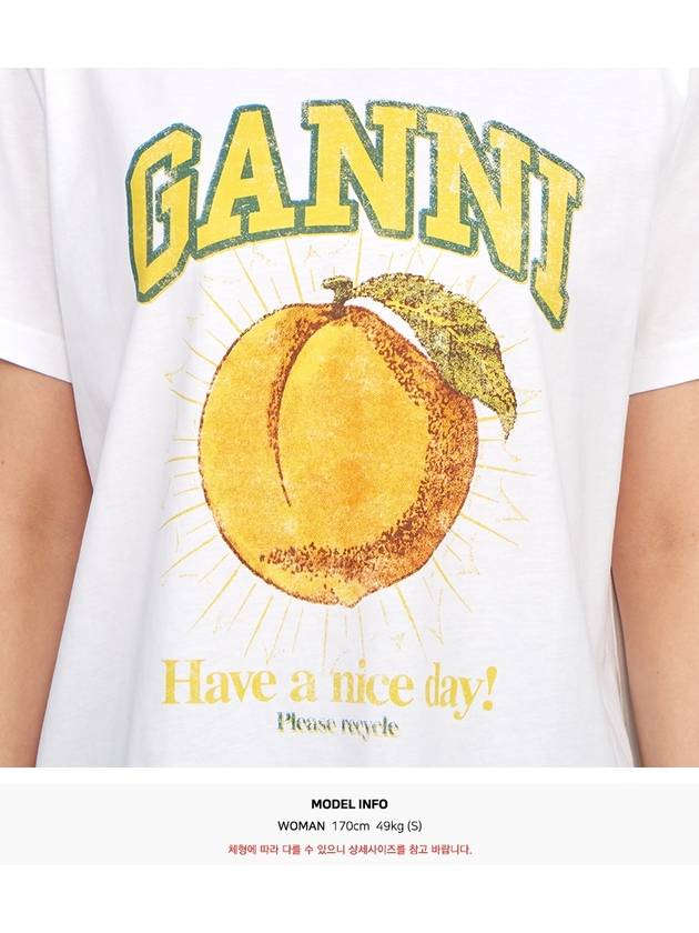 Women's Relaxed Peach Print Short Sleeve T-Shirt White - GANNI - BALAAN 9