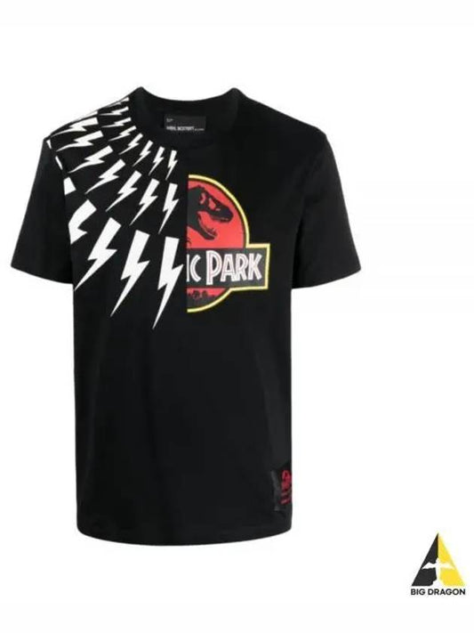 Jurassic Park Thunderbolt Short Sleeve T-Shirt Black - NEIL BARRETT - BALAAN 2