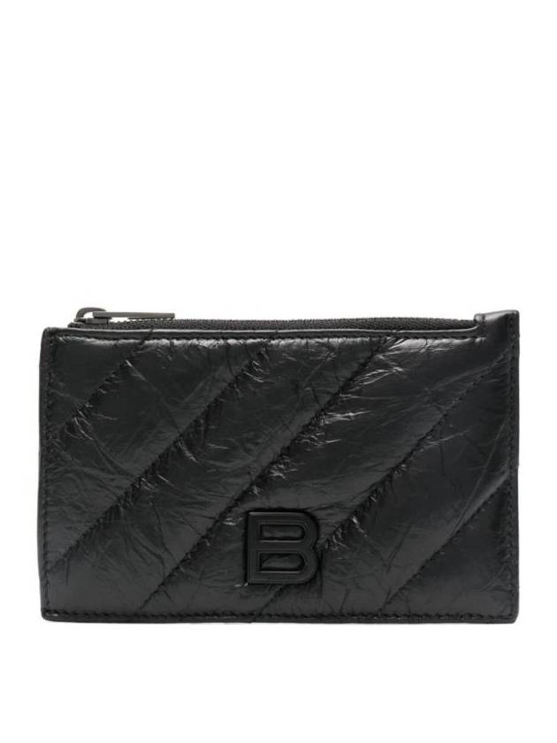 Crush Zipper Leather Card Wallet Black - BALENCIAGA - BALAAN 1