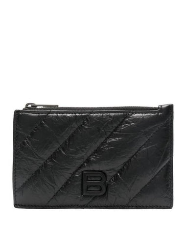 Crush Zipper Leather Card Wallet Black - BALENCIAGA - BALAAN 1