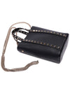 Rockstud Logo Chain Top Handle Tote Bag Black - VALENTINO - BALAAN 6