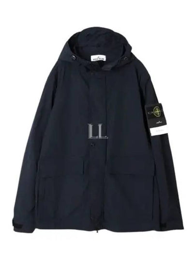 Logo Patch Hooded Jacket Navy - STONE ISLAND - BALAAN 2