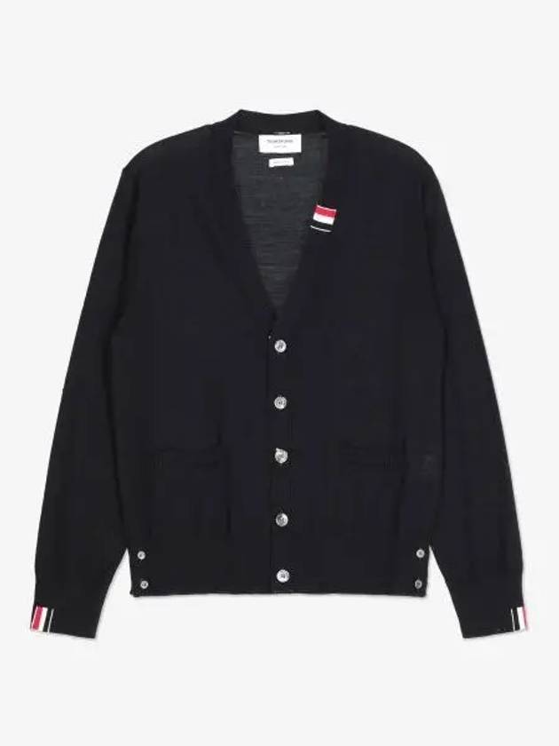 Men's Jersey Stitch V-Neck Cardigan Navy - THOM BROWNE - BALAAN 2