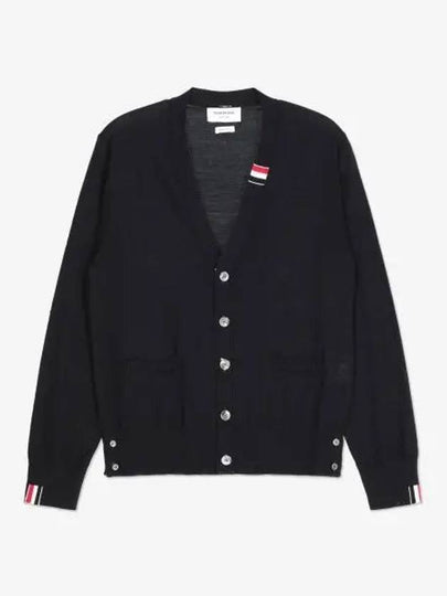 Men's Jersey Stitch V-Neck Cardigan Navy - THOM BROWNE - BALAAN 2