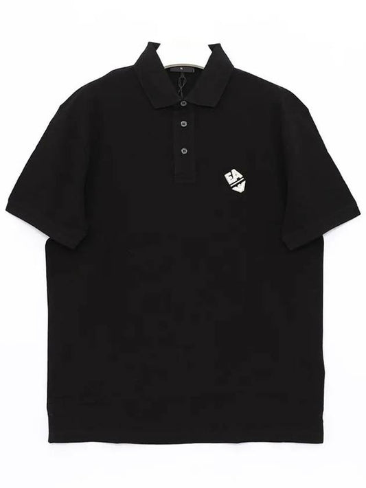 Logo Embroidery Cotton Polo Shirt Black - EMPORIO ARMANI - BALAAN 2