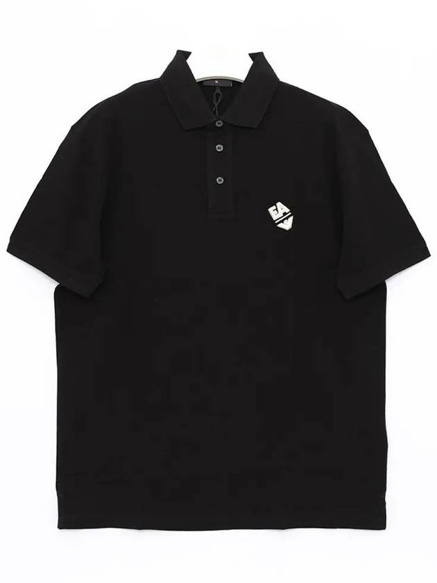 Logo Embroidery Cotton Polo Shirt Black - EMPORIO ARMANI - BALAAN 2