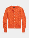 Women's Embroidered Logo Pony Cable Cardigan Orange - POLO RALPH LAUREN - BALAAN 2