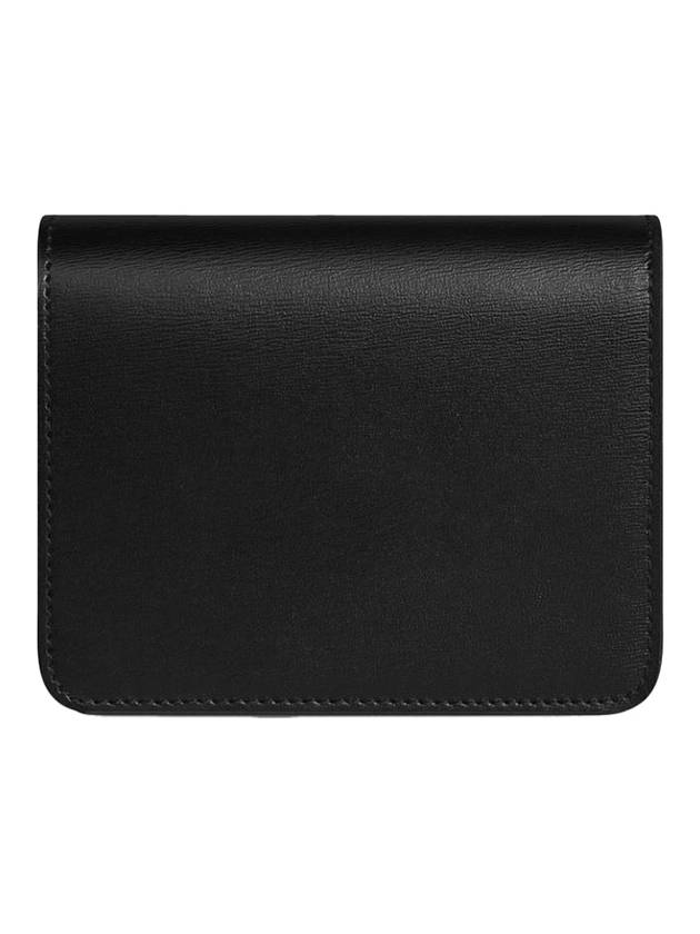 Triomphe Compact Shiny Calfskin Half Wallet Silver Black - CELINE - BALAAN 4