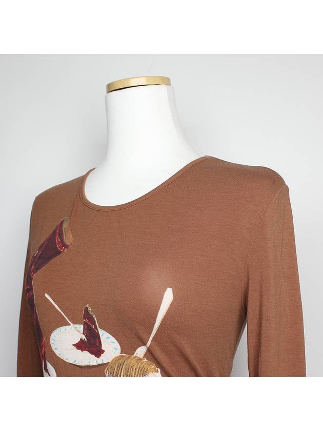 Issey Miyake FETE coffee brown print top 2 - ISSEY MIYAKE - BALAAN 4