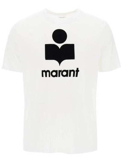 Karman Logo Print Linen Short Sleeve T-Shirt White - ISABEL MARANT - BALAAN 2