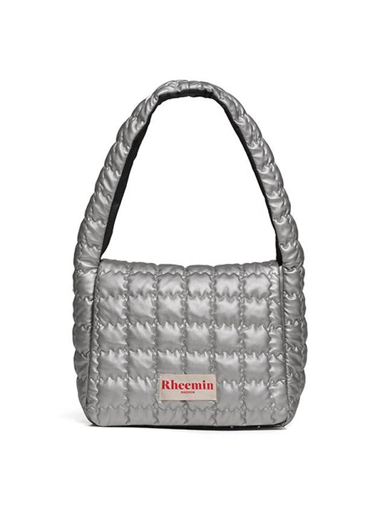 Biscuit Flap Big Nugget Shoulder Bag Metal Grey Silver - RHEEMIN - BALAAN 2