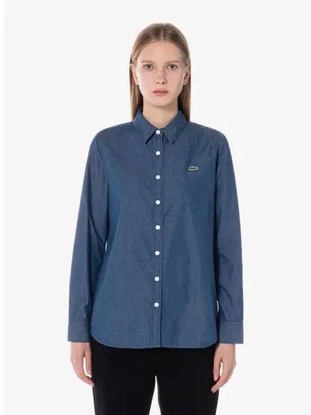 Women s Regular Fit Denim Like Shirt CF037E 54N RNE Domestic Product GQ2N24081388887 - LACOSTE - BALAAN 1