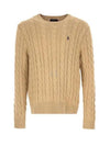 Embroidery Logo Cable Knit Top Brown - POLO RALPH LAUREN - BALAAN 2