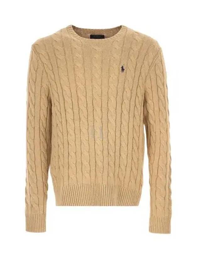 Embroidery Logo Cable Knit Top Brown - POLO RALPH LAUREN - BALAAN 2