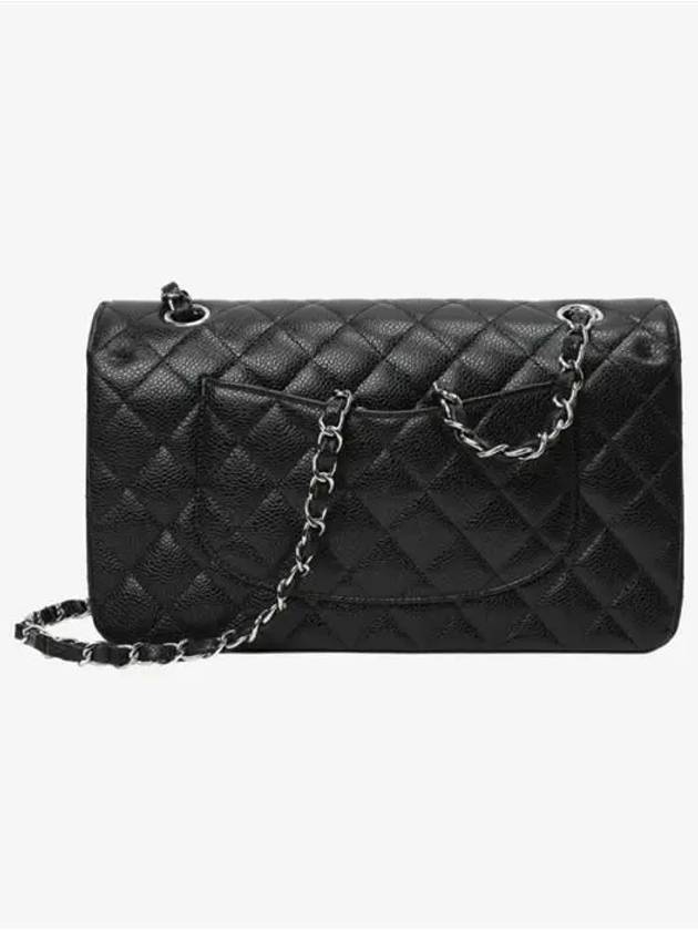 Classic Grained Calfskin Medium Shoulder Bag Black - CHANEL - BALAAN 4