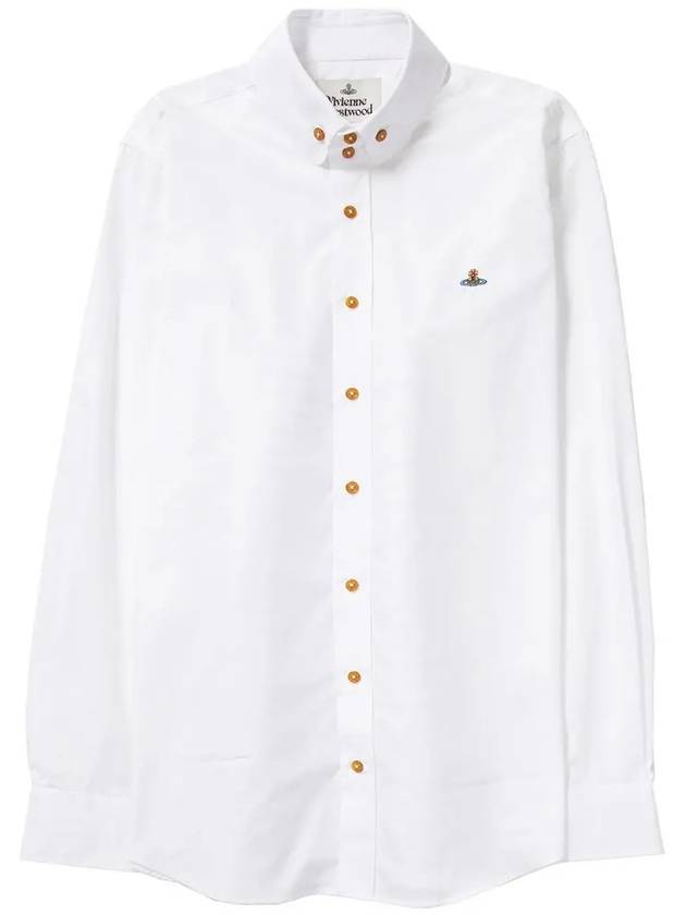 Men's Embroidered ORB Logo Long Sleeve Shirt White - VIVIENNE WESTWOOD - BALAAN 2