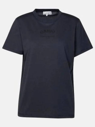 Relaxed O-Neck Short Sleeve T-Shirt Navy - GANNI - BALAAN 2