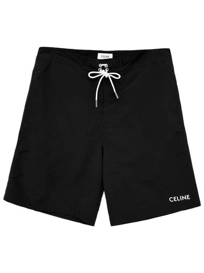 Logo Print Nylon Swimming Shorts Black - CELINE - BALAAN 2