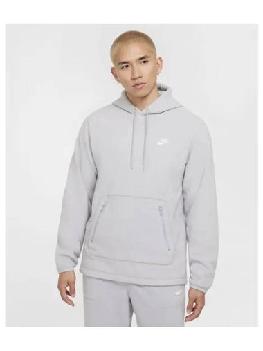 Club Winterized Pullover Hood M Light Smoke Gray White FZ0661 010 - NIKE - BALAAN 1