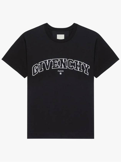 College Embroidered Logo Short Sleeve T-Shirt Black - GIVENCHY - BALAAN 2