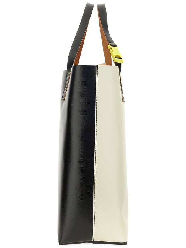 Logo Shopper Tote Bag Black White - MARNI - BALAAN 5