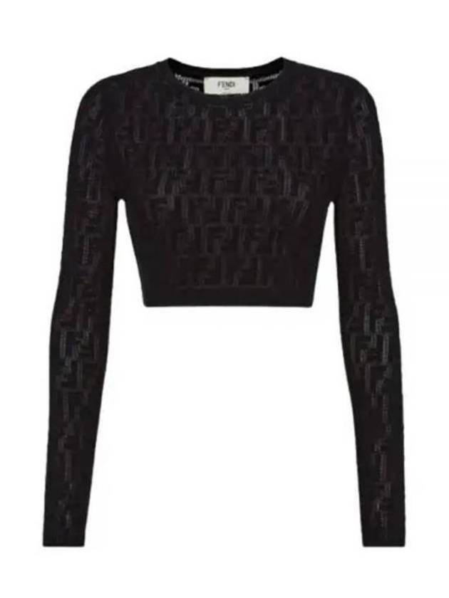 Cropped Knit Top Black - FENDI - BALAAN 2