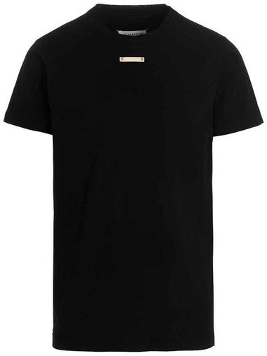 Signature Stitch Tape Logo Cotton Short Sleeve T-Shirt Black - MAISON MARGIELA - BALAAN 1