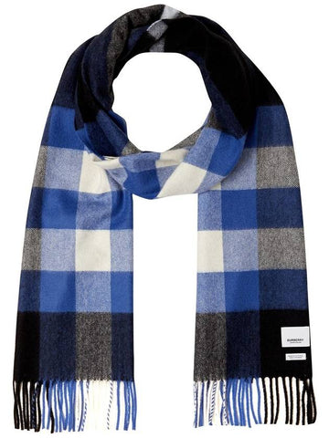 Check Cashmere Muffler Black Blue - BURBERRY - BALAAN 1