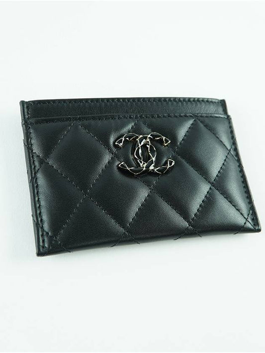 French origin card holder case wallet business black gold lamb skin AP3627 - CHANEL - BALAAN 1