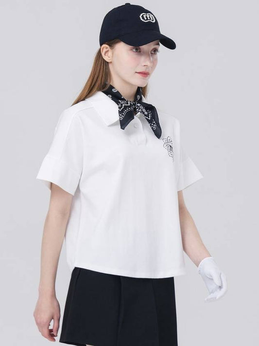 Twin Shirt Collar Naglan Cut White Short Sleeve T-Shirt DO3242TS81 - DOYOUKNOWMC GOLF WEAR - BALAAN 2