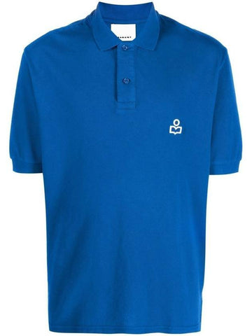 Afko Logo Cotton Polo Shirt Blue - ISABEL MARANT - BALAAN 1