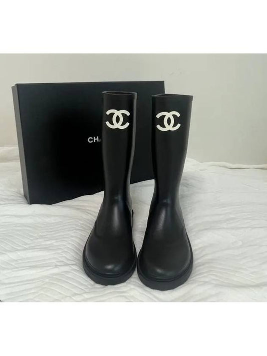Size 37 rubber boots rain boots rain boots black - CHANEL - BALAAN 1
