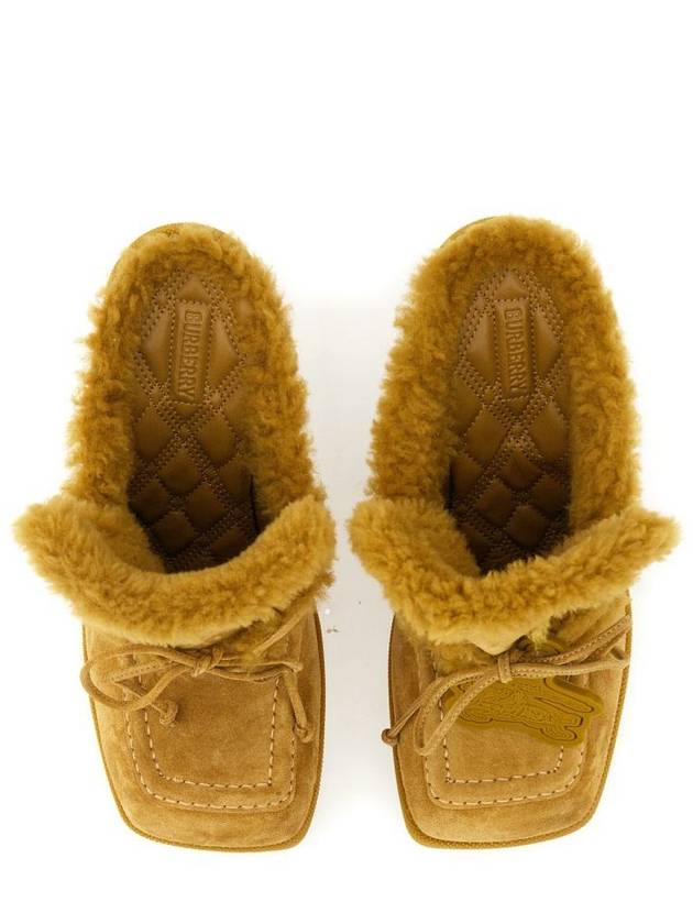 Highland shearling-trimmed suede mules in Manila yellow - BURBERRY - BALAAN 3