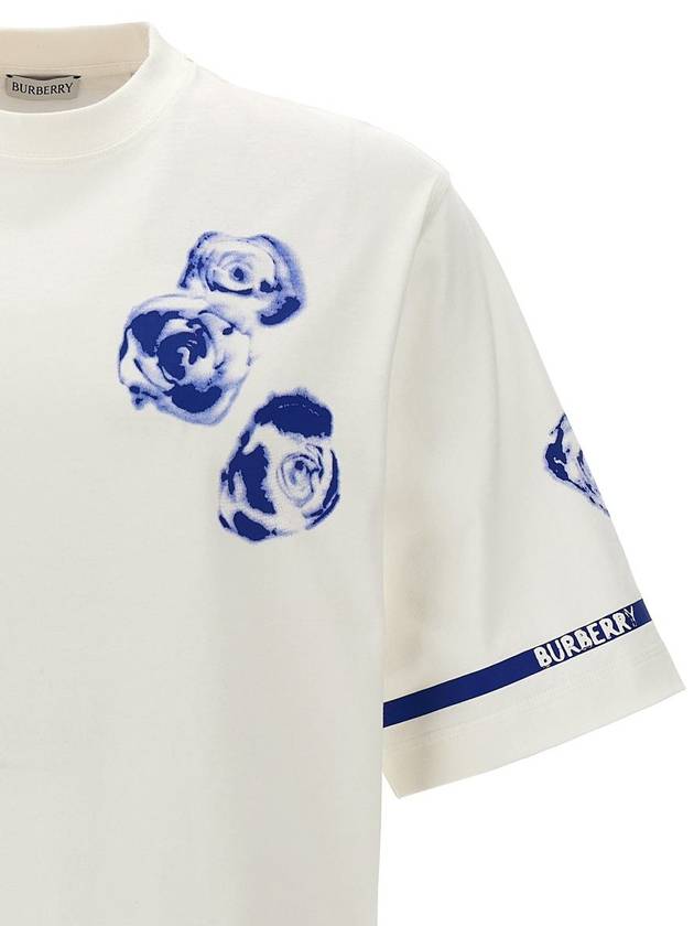 Rose Print Cotton Short Sleeve T-Shirt White - BURBERRY - BALAAN 4