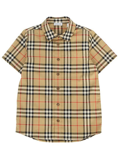 Kids Vintage Check Short Sleeve Shirt Beige - BURBERRY - BALAAN 2