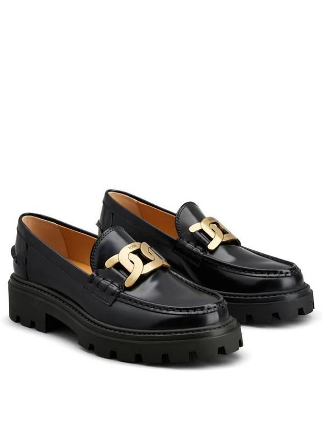 Women's Kate Metal Chain Leather Loafers Black - TOD'S - BALAAN 6