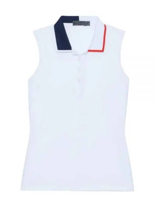 Women's Contrast Collar Silky Tech Nylon Sleeveless Polo Snow - G/FORE - BALAAN 2