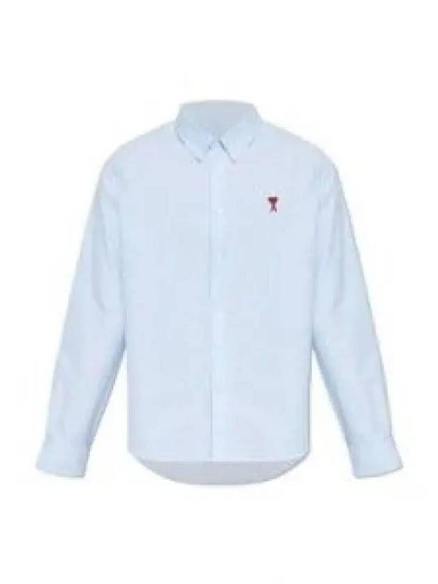 Button Down Cotton Oxford Long Sleeve Shirt Sky Blue - AMI - BALAAN 2