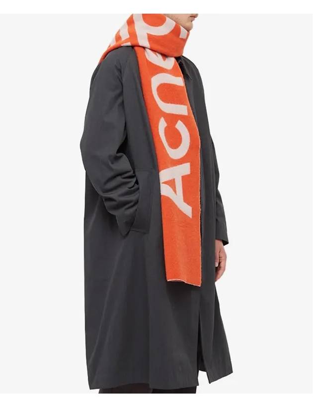 Jacquard Logo Two Tone Wool Muffler Light Grey Orange - ACNE STUDIOS - BALAAN 7