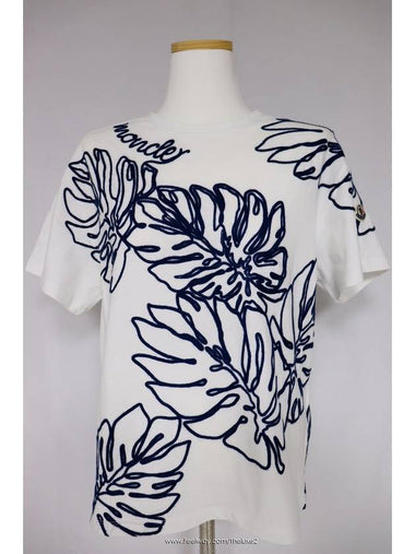 embroidery women short sleeve t shirt white - MONCLER - BALAAN 1