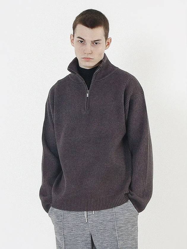 Modal Knit Half Zip Up Charcoal - CHANCE'S NOI - BALAAN 1