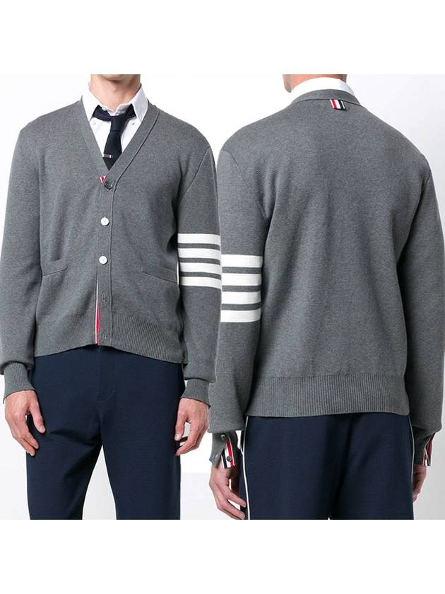 Milano Stitch 4-Bar Cardigan Medium Grey - THOM BROWNE - BALAAN 2