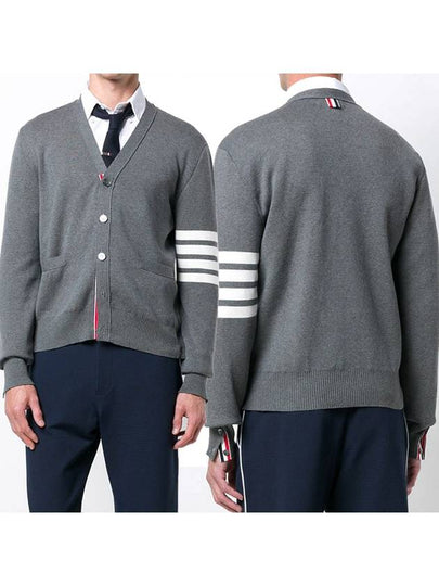 Milano Stitch 4-Bar Cardigan Medium Grey - THOM BROWNE - BALAAN 2