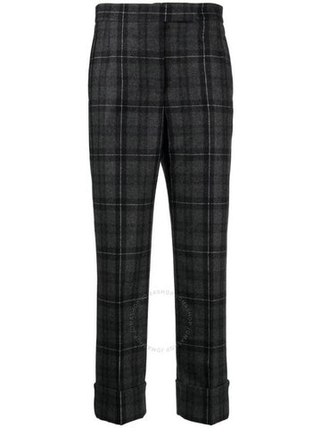 Thom Browne Ladies Charcoal Check-Pattern Cropped Trousers, Brand Size 40 (US Size 8) - THOM BROWNE - BALAAN 1